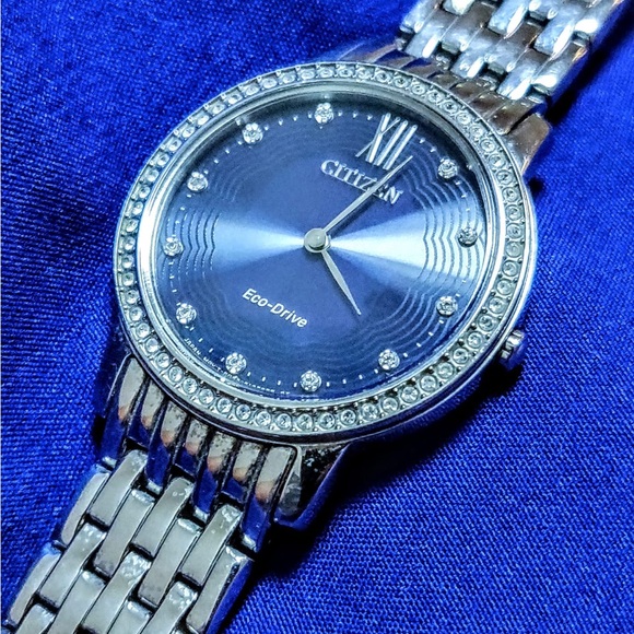 Citizen Eco Drive Silhouette Blue Dial Classy Women's Watch EX1480-58L - Picture 5 of 12